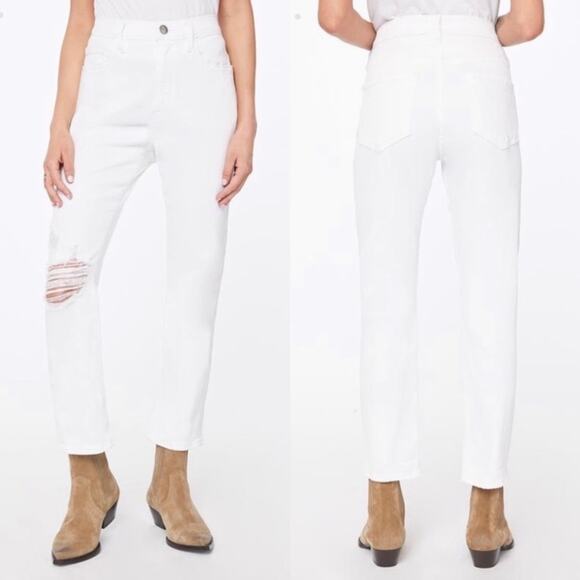 NWT FRAME Le Pixie Beau White Distressed Jeans - Picture 1 of 7